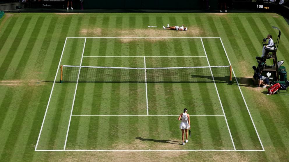 PHOTO: Iga Swiatek of Poland celebrates winning Championship point against Amanda Anisimova of United States in the Ladies' Singles Final on day thirteen of The Championships Wimbledon 2025, July 12, 2025, in London.