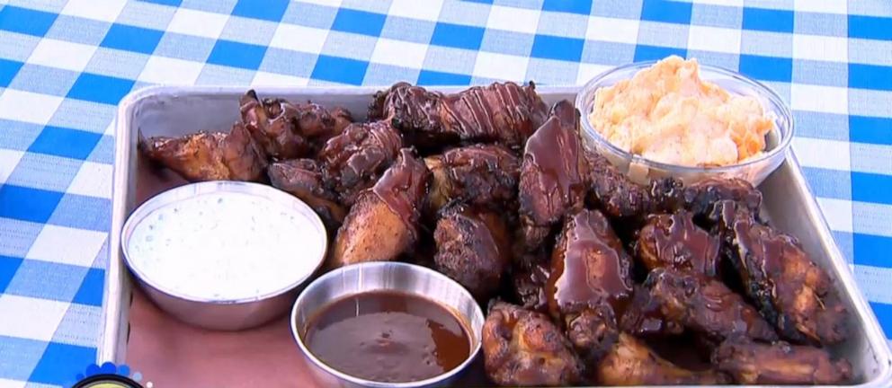 PHOTO: A tray of buttermilk brined smoked chicken wings.