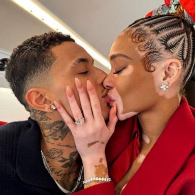 PHOTO: In this photo posted to their Instagram accounts, Winnie Harlow and Kyle Kuzma are shown after becoming engaged.