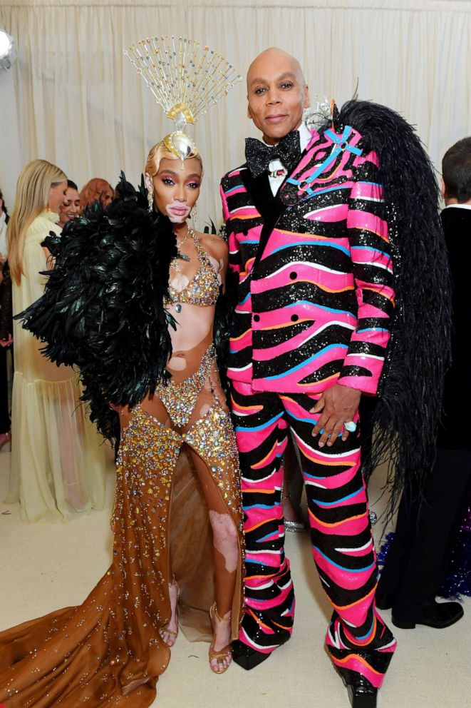 PHOTO: Winnie Harlow and RuPaul attend The 2019 Met Gala Celebrating Camp: Notes on Fashion at Metropolitan Museum of Art on May 06, 2019 in New York City.