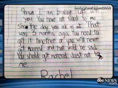 VIDEO: A photo of the young girl's letter was posted to Instagram.