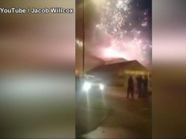 VIDEO: A large blaze at a fireworks factory in the United Kingdom sent two people to the hospital, with one person missing.