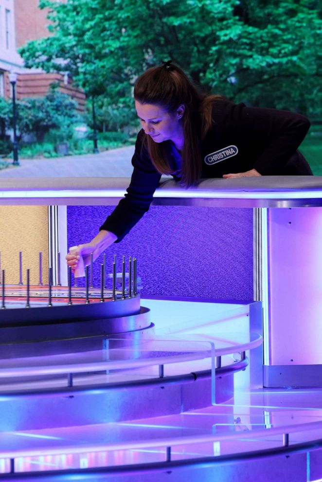 PHOTO: A "Wheel of Fortune" contestant spins the wheel with their own personal spinning cap.