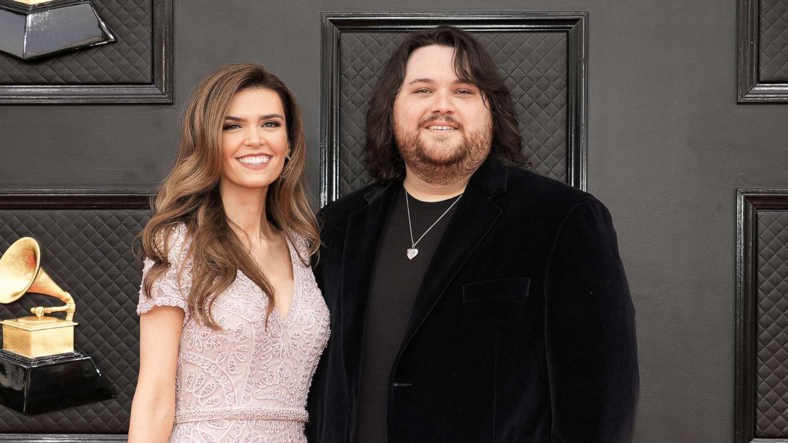 PHOTO: Andraia Allsop and Wolfgang Van Halen attend the 64th Annual GRAMMY Awards at MGM Grand Garden Arena, April 3, 2022, in Las Vegas.