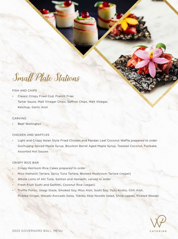 PHOTO: This year's menu from Wolfgang Puck Catering for the annual post-Oscars Governors Ball party.
