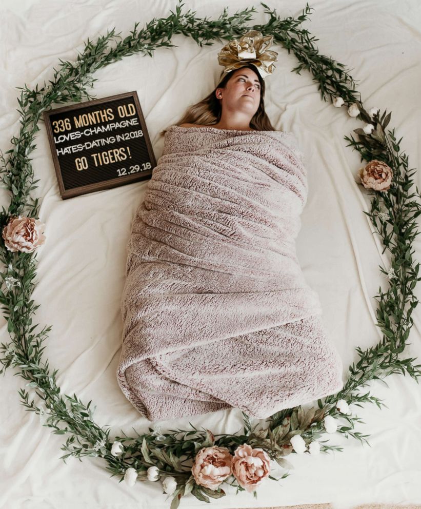 PHOTO: Nicole Ham, 28, of Nashville, was recently captured by her BFF Stephanie Smith, 27, owner of Southern Stitched Photography, while wrapped in a swaddle and donning a giant bow on her head.