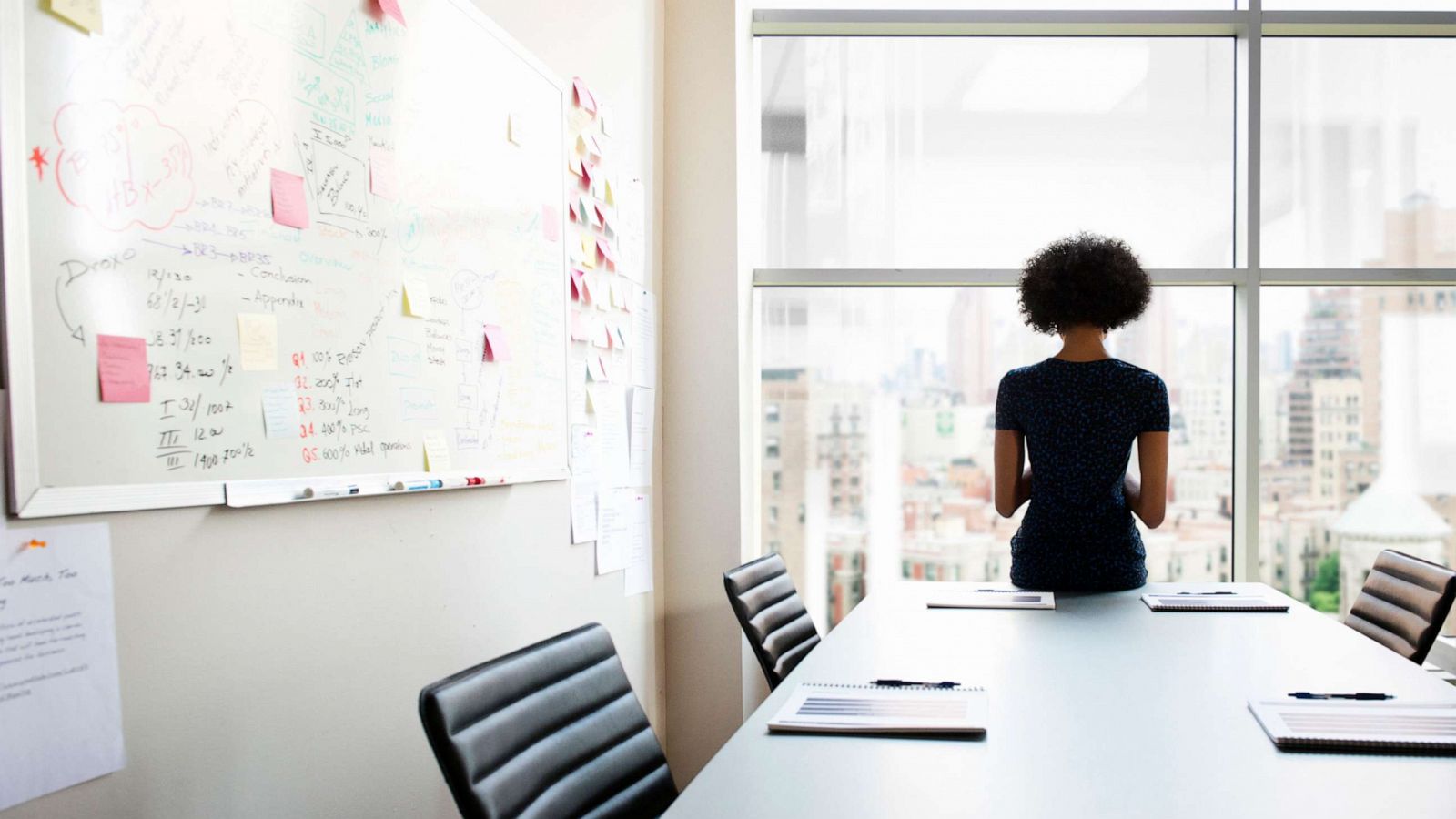 PHOTO: In this undated file photo, a woman sits at a conference table in an office.