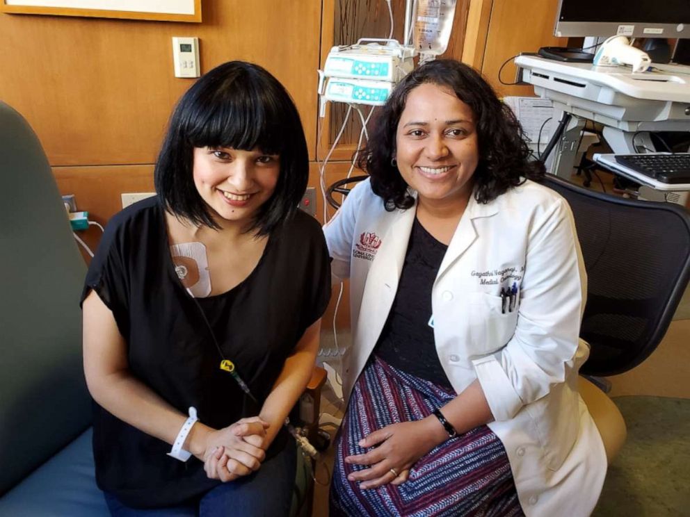 PHOTO: Dr. Gayathri Nagaraj, Jade Devis' oncologist at Loma Linda University Cancer Center in California. is seen with Devis in an undated photo.