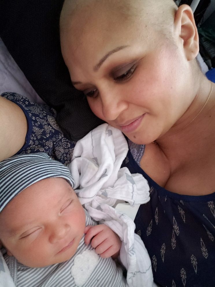 PHOTO: Jade Devis of Rancho Cucamonga, California, welcomed a son, Bradley, after two months of chemotherapy to fight Stage 2 triple negative breast cancer--one of the rarest forms of breast cancer.