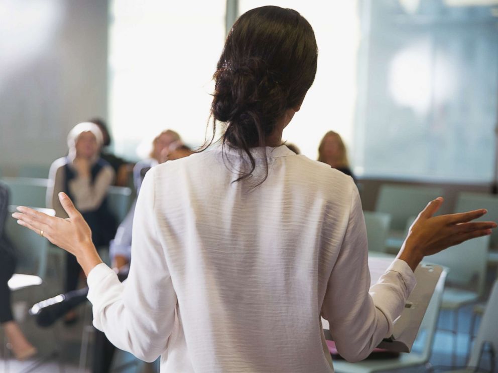 PHOTO: In this undated stock photo, a businesswoman leads a conference meeting.