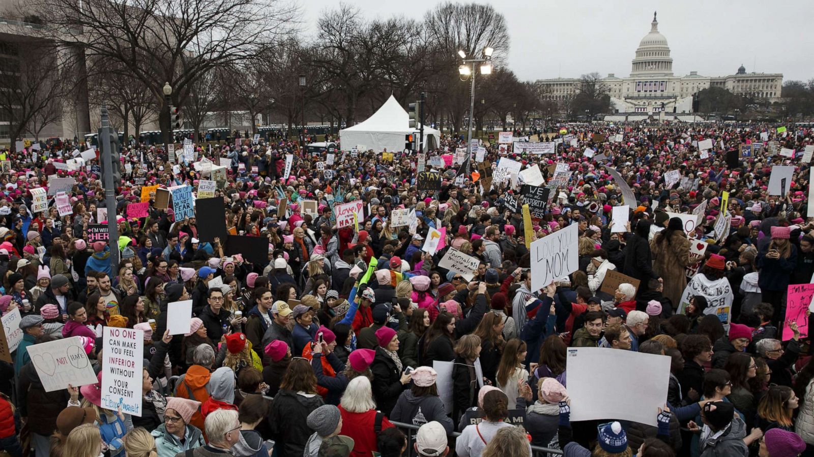 PHOTO: In this Jan. 21, 2017, file photo, demonstrators gather outside the U.S. Capitol Building during the Women's March on Washington in Washington, D.C.