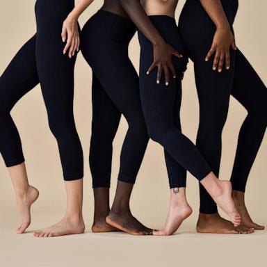 PHOTO: Fit sporty diverse women wearing black leggings.