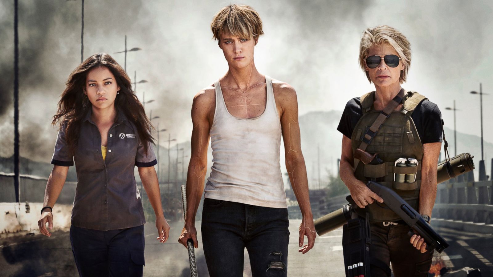 PHOTO: Natalia Reyes, left, Mackenzie Davis and Linda Hamilton are seen in this promotional image from Paramount Pictures.