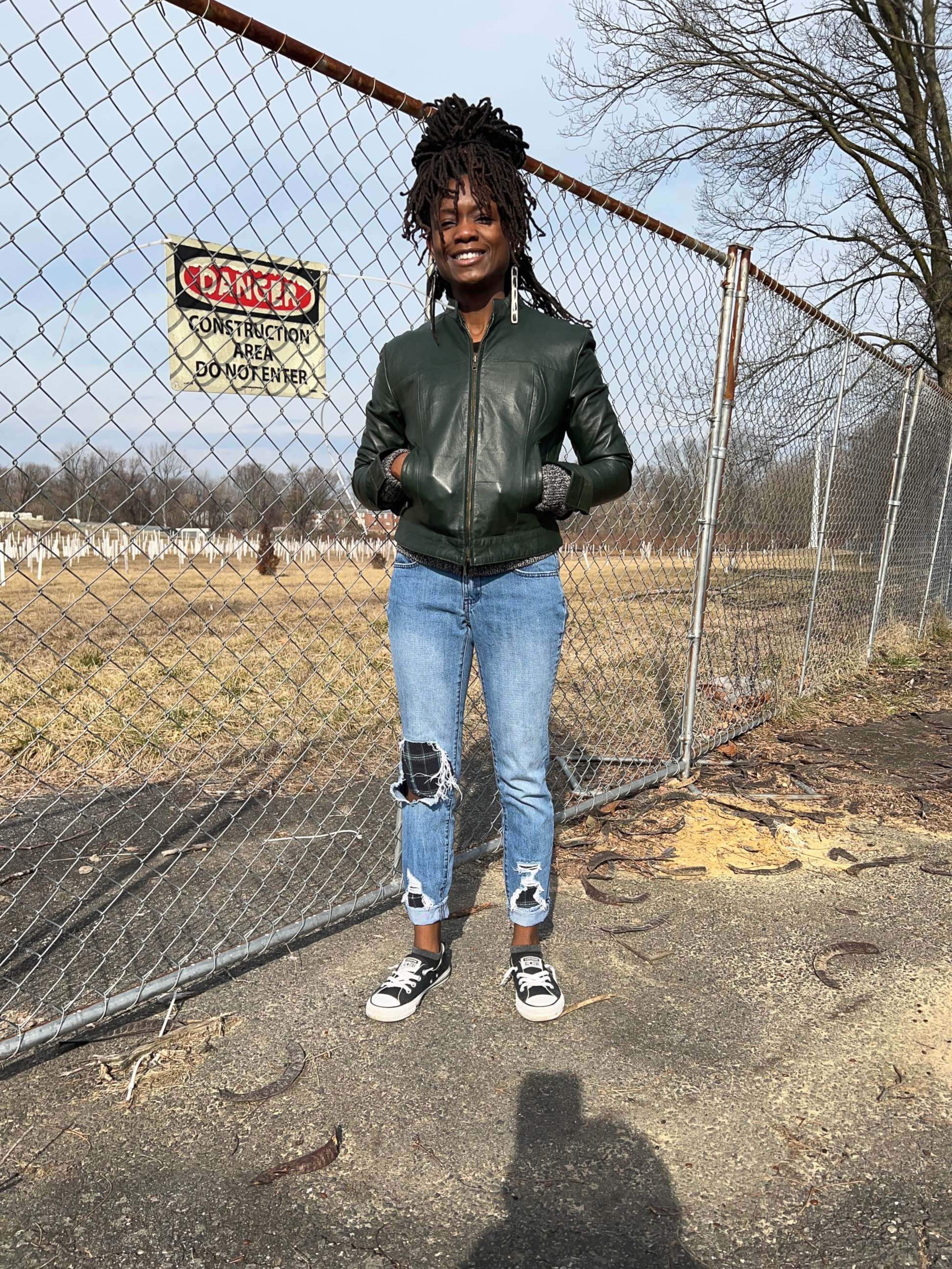 PHOTO: Dr. Sheena C. Howard stands near an EPA landfill site in her neighborhood Eastwick in Philadelphia.