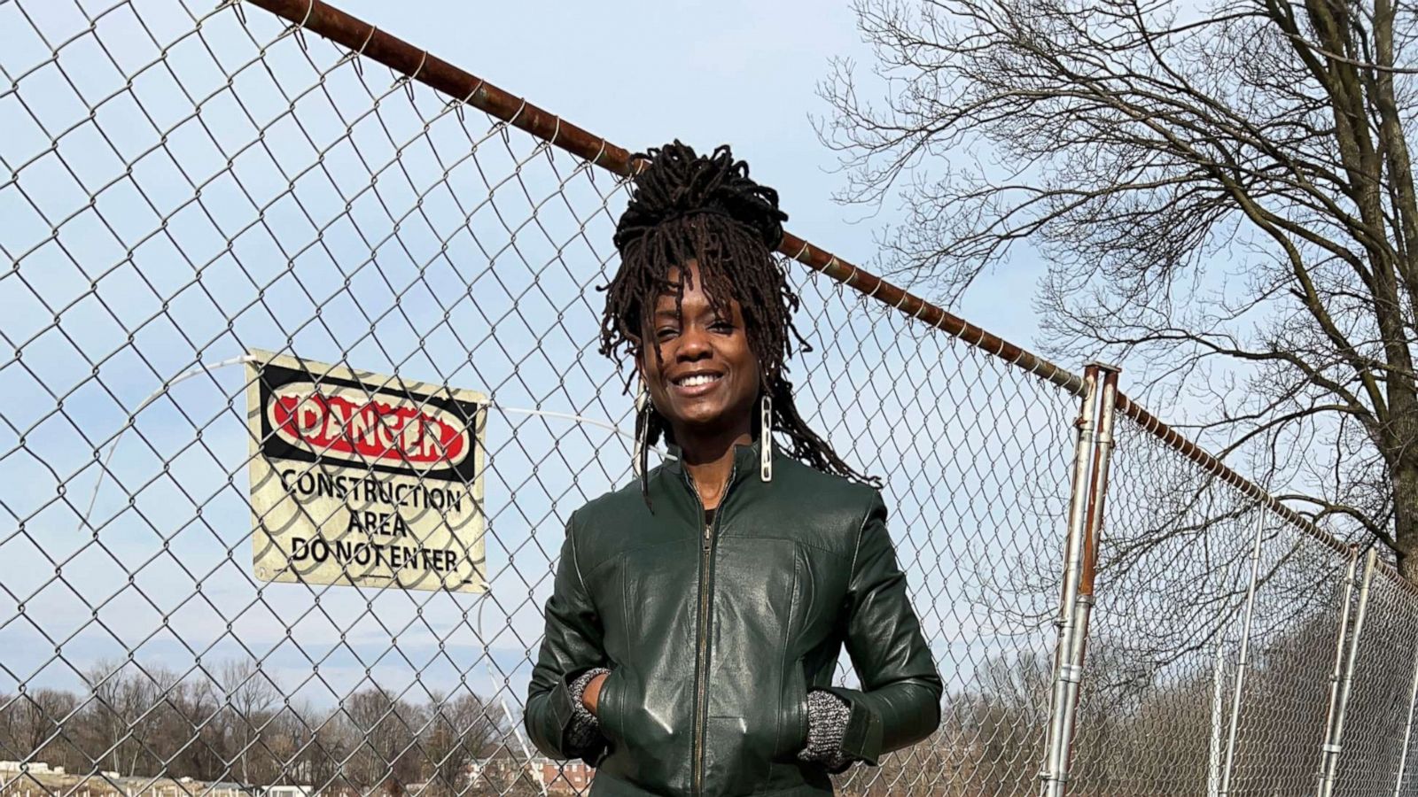 PHOTO: Dr. Sheena C. Howard stands near an EPA landfill site in her neighborhood Eastwick in Philadelphia.