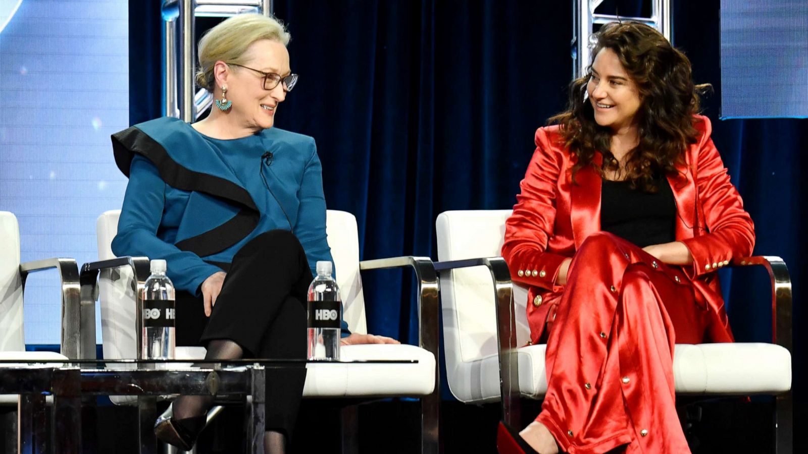 PHOTO: Meryl Streep and Shailene Woodley speak during the "Big Little Lies" on Feb. 8, 2019, in Pasadena, Calif.