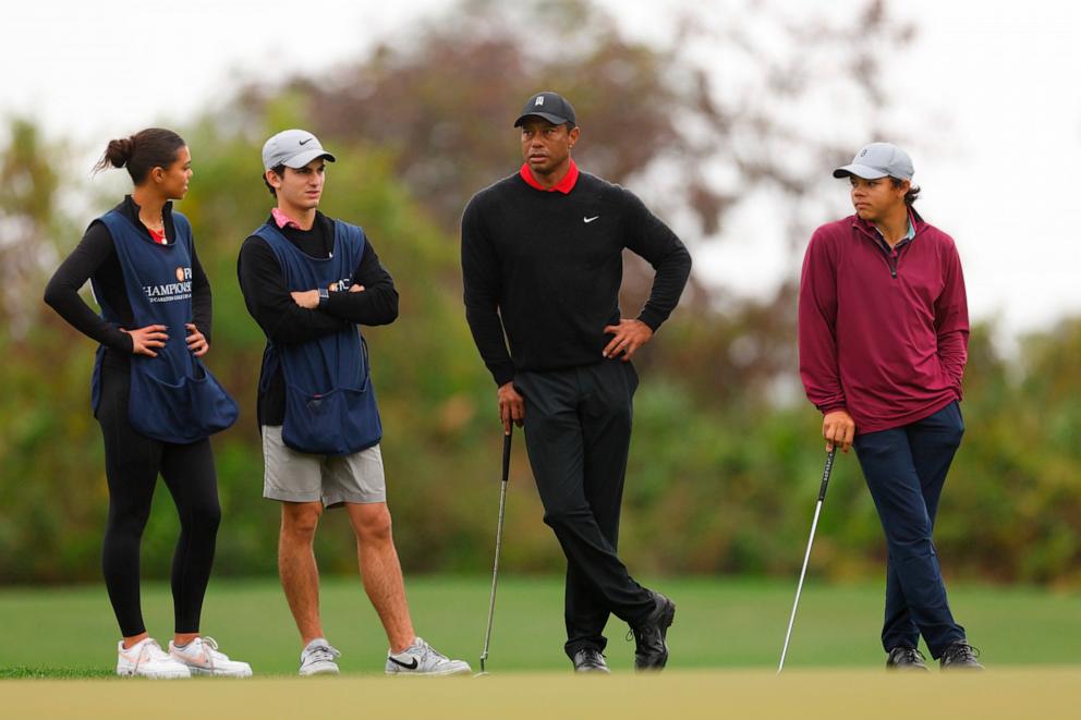 Tiger Woods' daughter Sam serves as his caddie for 1st time - Good ...