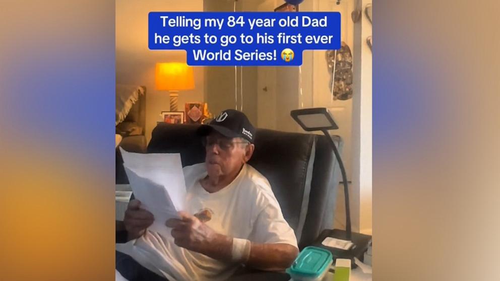 PHOTO: 84 year old lifelong Yankee fan was surprised with tickets to watch MLB World Series for the first time.