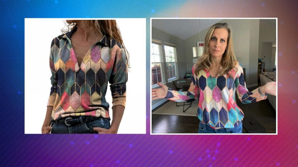 PHOTO: ABC News' Becky Worley purchased and tried on clothes ordered from social media ads.