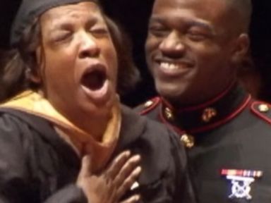 Cpl. Paul Robinson personally presented his moms college degree.