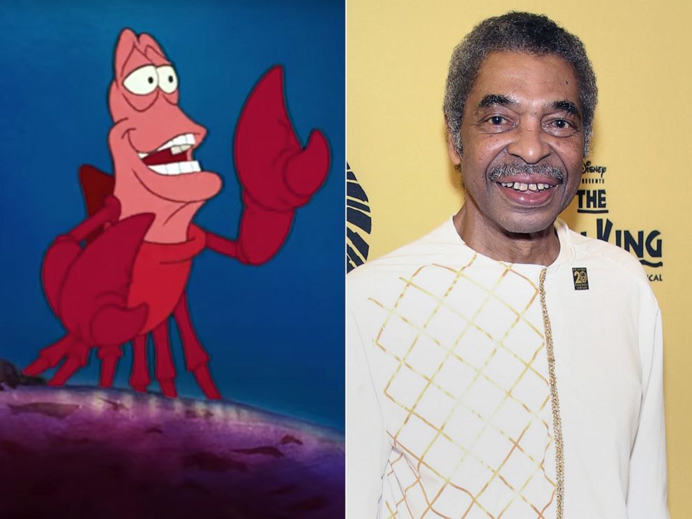 PHOTO: Actor Samuel E. Wright in 2017, right, the voice actor behind the character Sebastian from "The Little Mermaid," left.