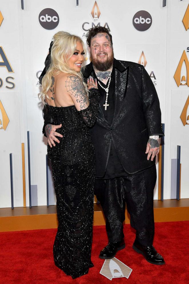 PHOTO: (L-R) Bunnie XO and Jelly Roll attend the 57th Annual CMA Awards at Bridgestone Arena on Nov. 08, 2023 in Nashville, Tenn.