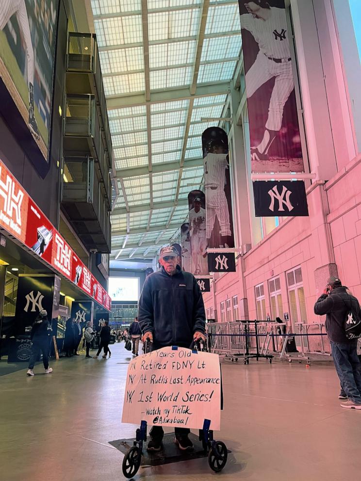 PHOTO: 84-year-old lifelong Yankee fan was surprised with tickets to watch MLB World Series for the first time.