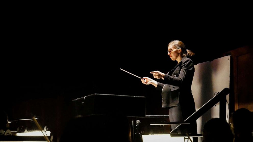 PHOTO: Lidiya Yankovskaya conducts "Carmen" at the Houston Grand Opera in October 2021.