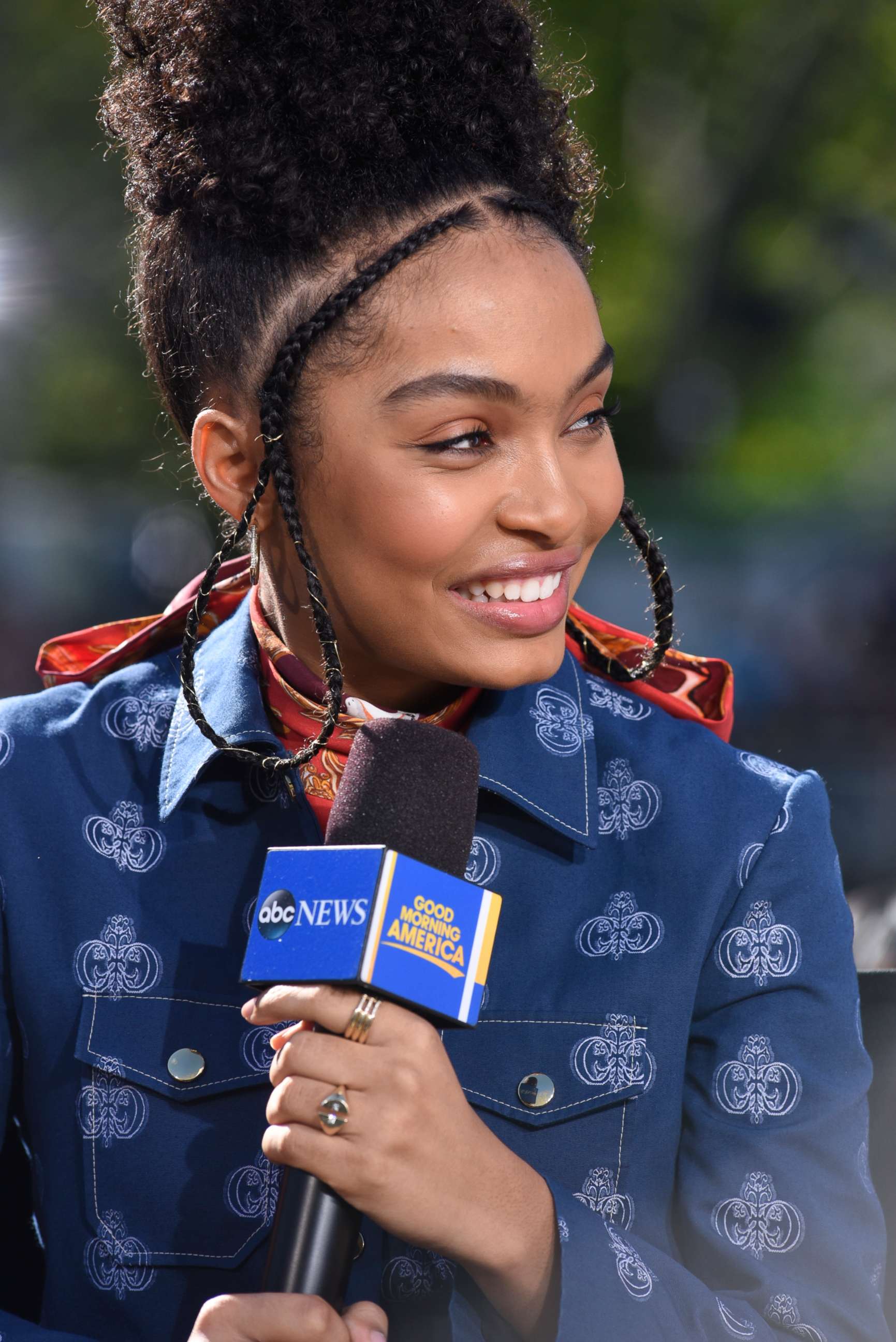 PHOTO: Yara Shahidi talks her new film "The Sun Is Also a Star" during an appearance on "Good Morning America."