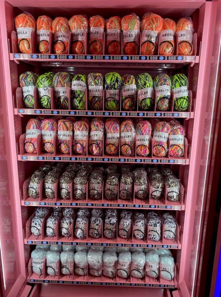 PHOTO: The yarn vending machine at Elements of Grooming barbershop in North Philadelphia was created by crochet influencer Emani Outterbridge.