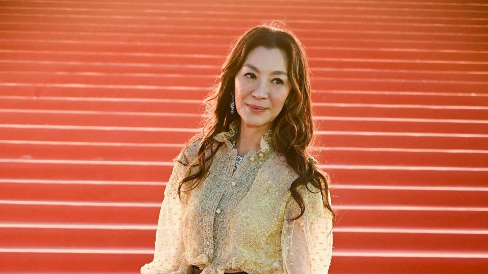 PHOTO: Actress Michelle Yeoh arrives on the red carpet for the 41st Hong Kong Film awards in Hong Kong on April 16, 2023.