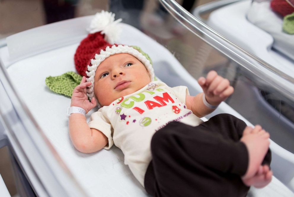 PHOTO: Newborns at UPMC Magee-Womens Hospital in Pittsburgh wore shirts that said 'Cute, I am' and 'Merry, I must' inspired by Yoda-speak.