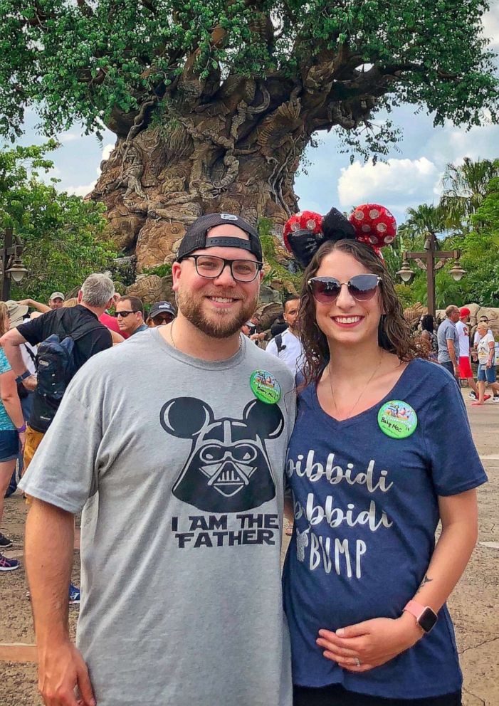 PHOTO: Bri and Sean McGowan are big Disney and Star Wars fans and announced their pregnancy at the Tree of Life at Walt Disney World.