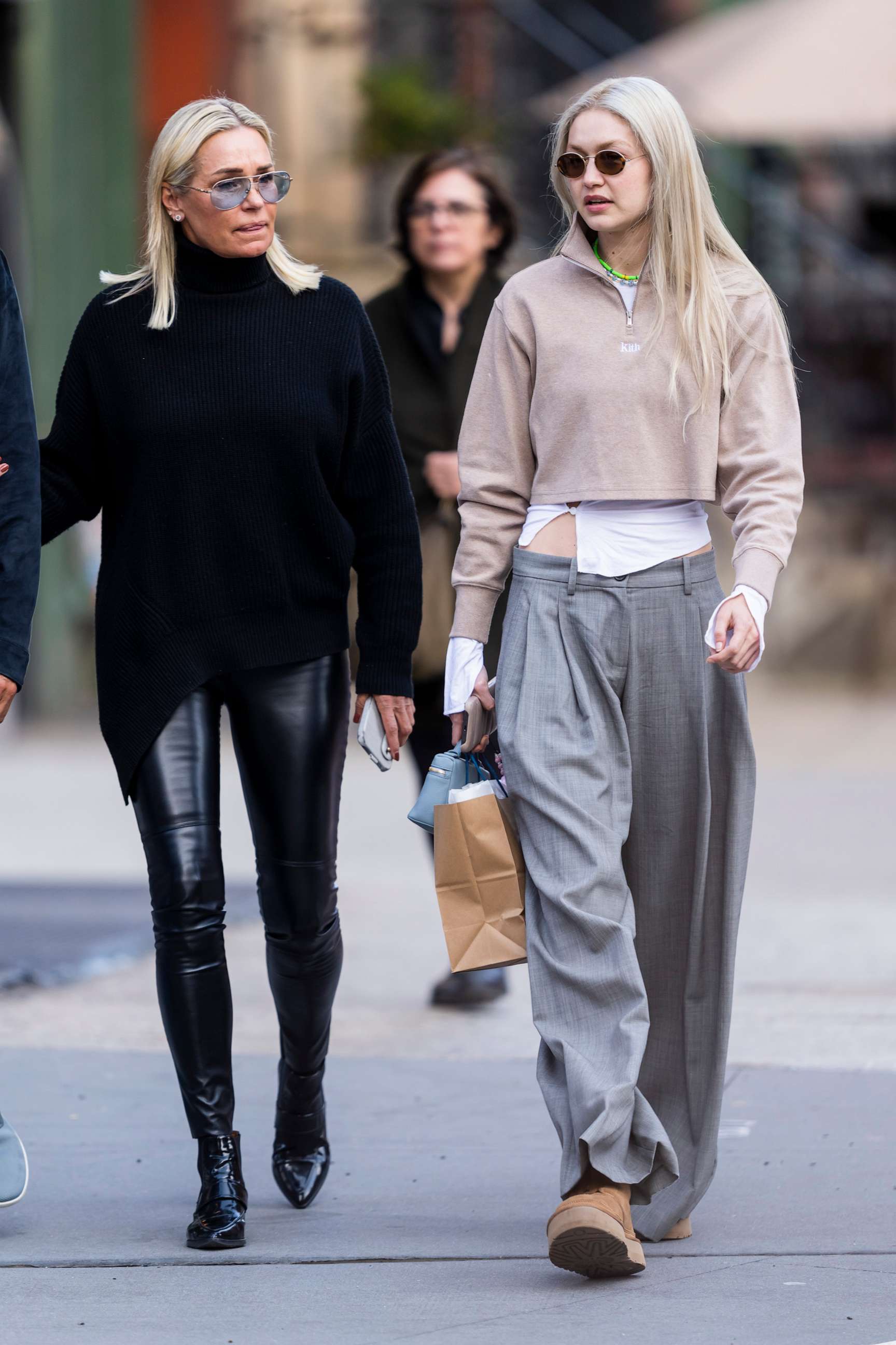 PHOTO: Yolanda Hadid (L) and Gigi Hadid are seen in NoHo, April 22, 2022, in New York City.