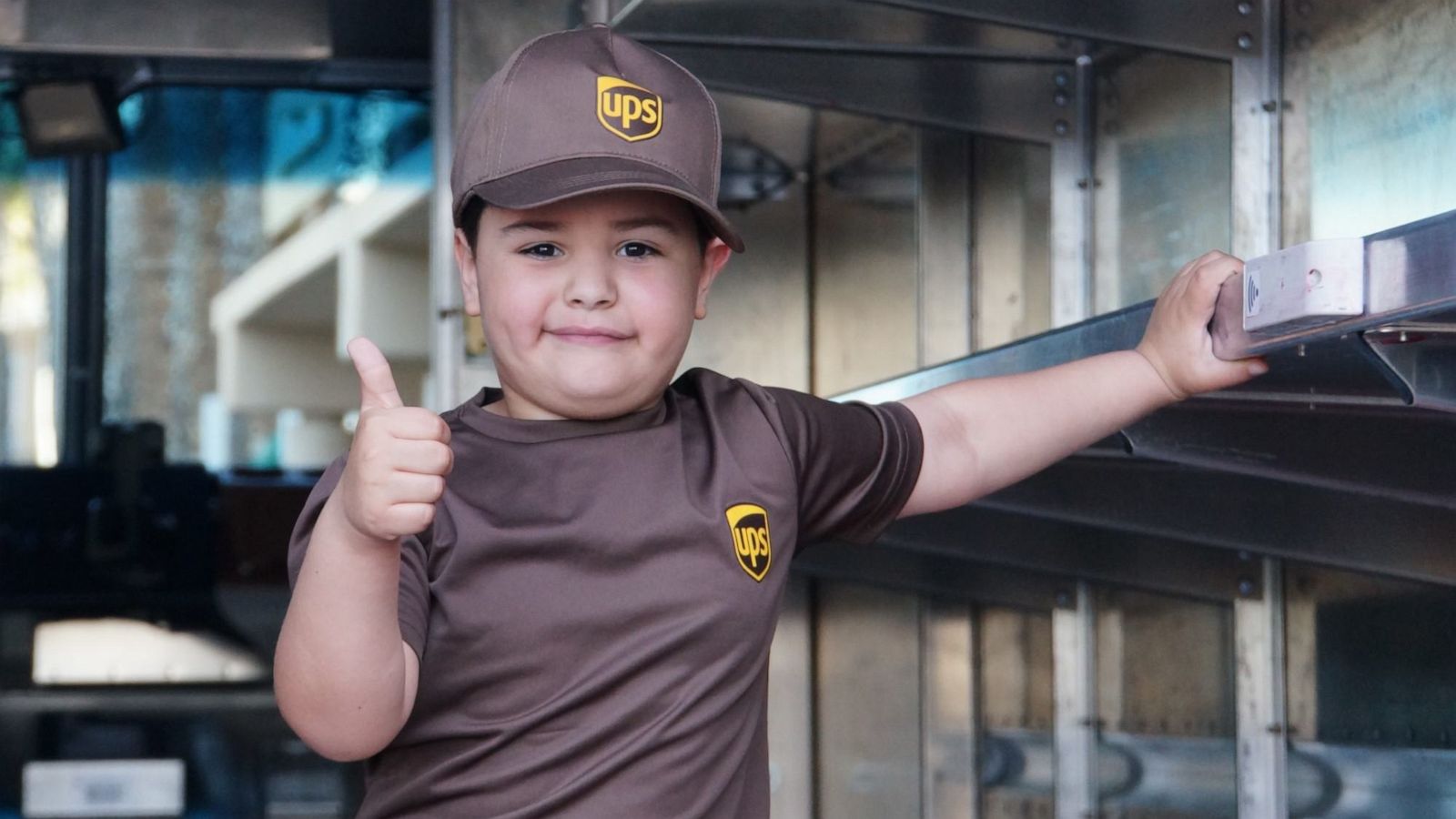 PHOTO: Mateo Toscano, 6, got to deliver packages as a honorary UPS worker for a day in Stockton, Calif., May 6, 2021.