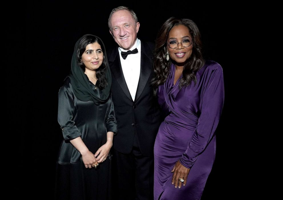 PHOTO: Malala Yousafzai, Franois-Henri Pinault, and Oprah Winfrey attend the Kering Foundation Second Annual Caring For Women Dinner at The Pool, Sept. 12, 2023 in New York City.