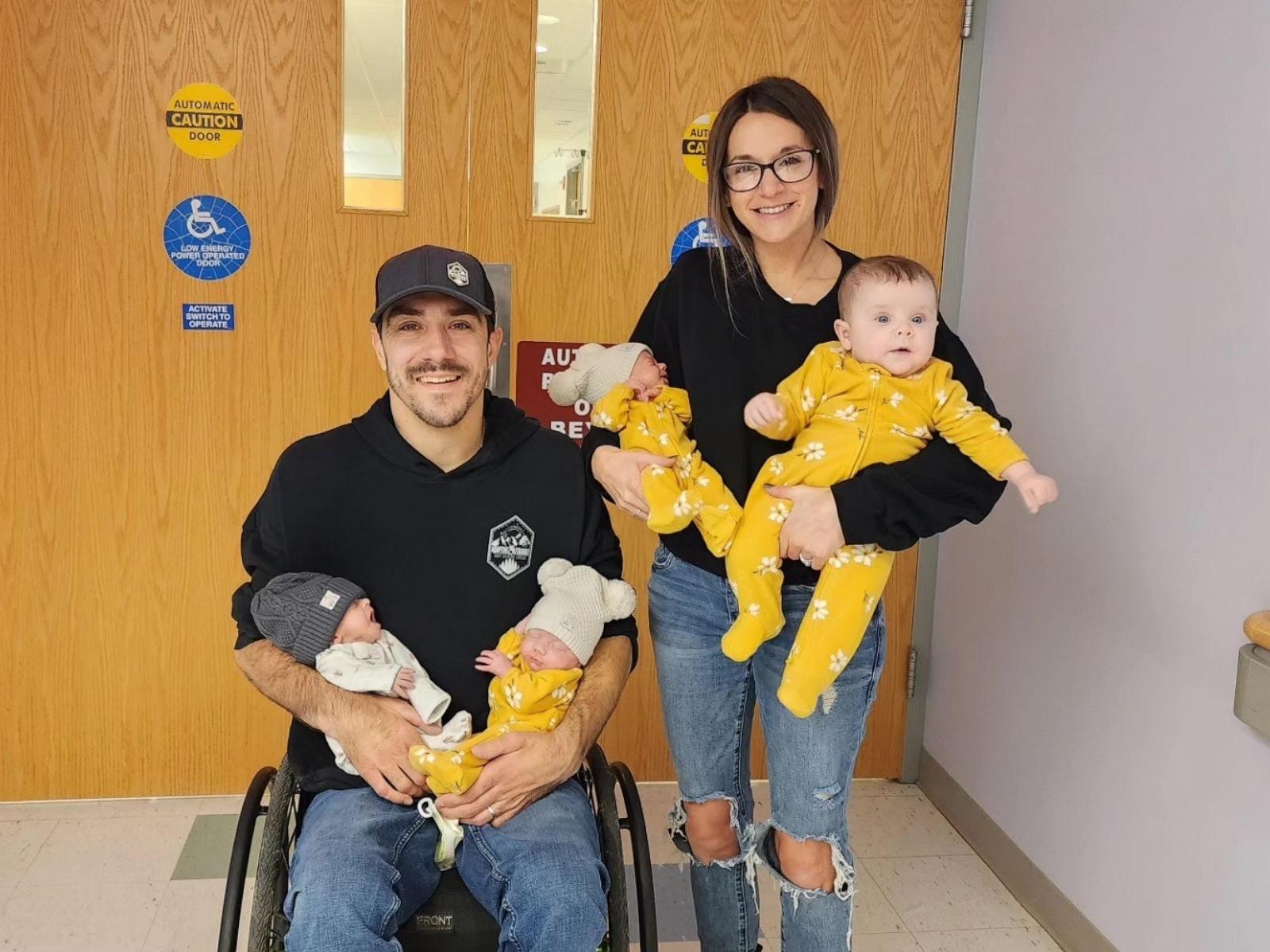 PHOTO: Zac and Brittney Wolfe's triplets, Knox, Noa, and Navie were discharged from the NICU nearly 50 days after their birth.