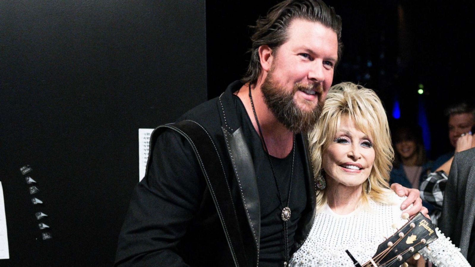 PHOTO: In this file photo Zach Williams and Dolly Parton backstage at the 53rd annual CMA Awards at Bridgestone Arena on Nov. 13, 2019 in Nashville, Tenn.