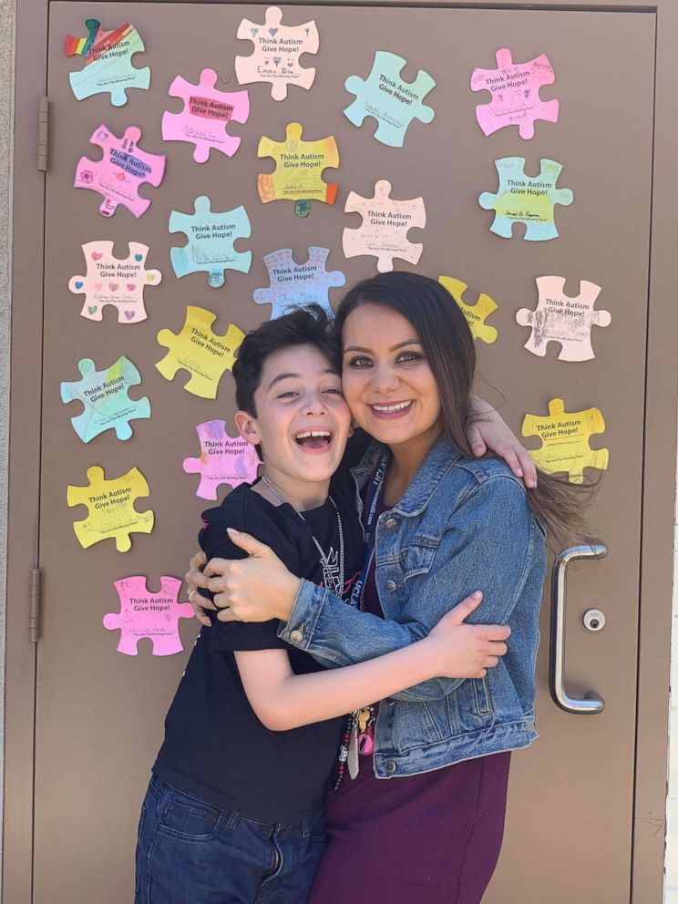 PHOTO: Rumari Zalez, a 4th grade student at Eagle Canyon Elementary in Chino Hills, California, is seen in an undated photo with his teacher, Lisa Rachel Moe.