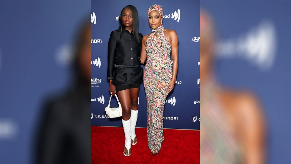 PHOTO: Zaya Wade and Gabrielle Union attend the 34th Annual GLAAD Media Awards at The Beverly Hilton, March 30, 2023, in Beverly Hills, Calif.