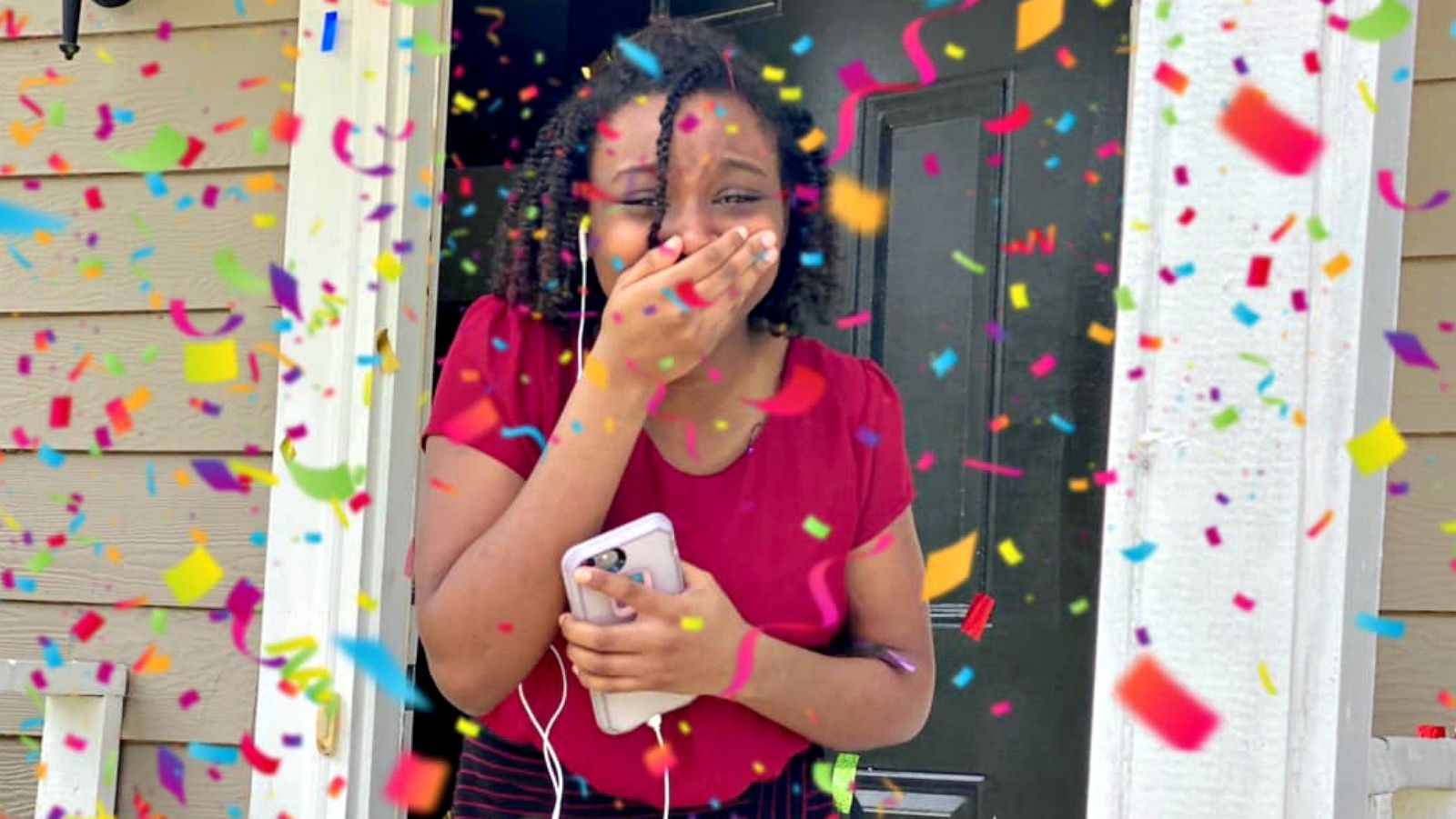 PHOTO: Zayla Brown overcome with emotion after news of her acceptance.