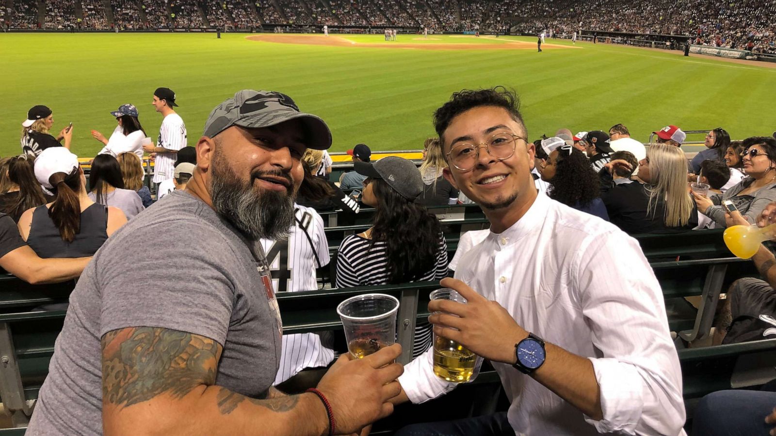 PHOTO: Zeke Acosta and his father at a White Sox's game.