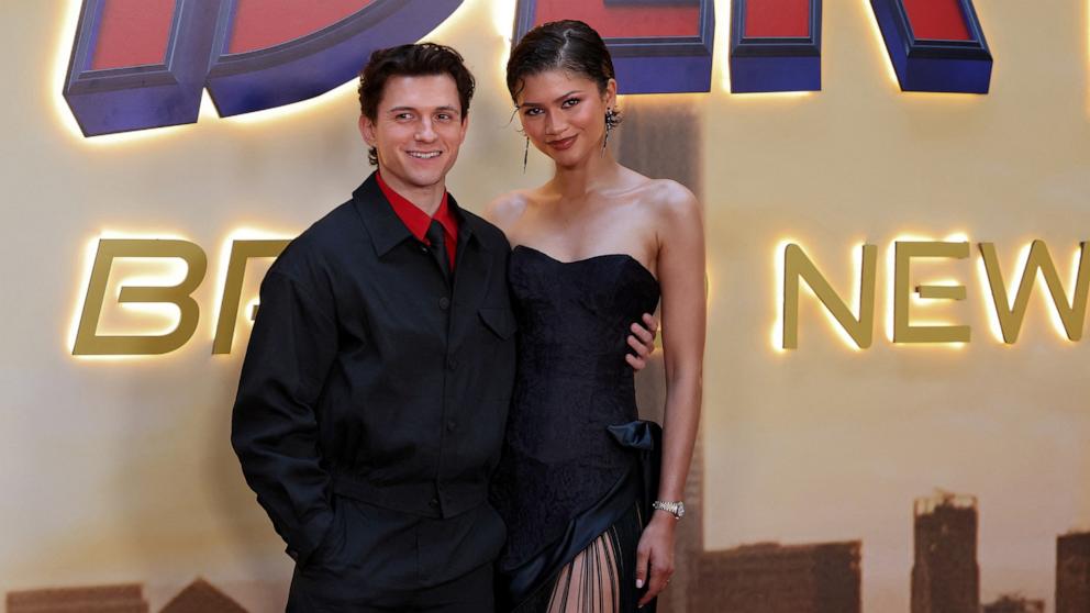 PHOTO: Zendaya and Tom Holland pose during a photocall for Spider-Man: Brand New Day in Madrid, June 15, 2026. 
