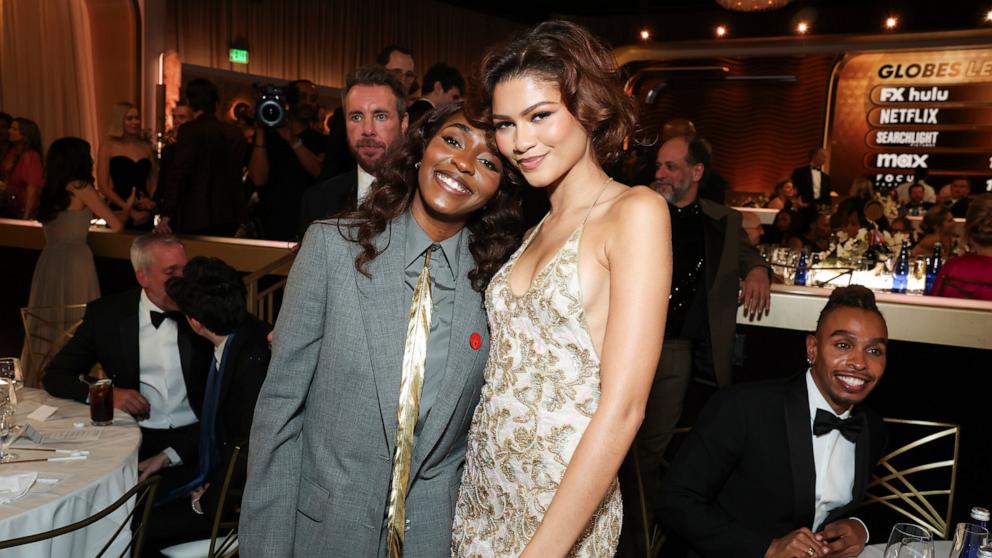 PHOTO: Ayo Edebiri and Zendaya attend the 82nd Annual Golden Globe Awards, Jan. 5, 2025, in Beverly Hills, Calif.