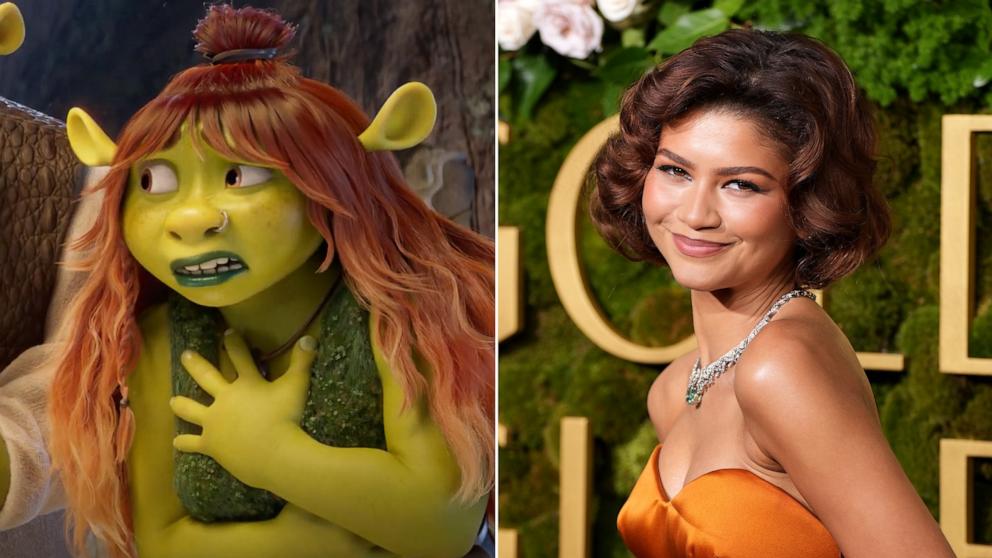 PHOTO: A still of Zendaya's character in the upcoming film "Shrek 5," left, and Zendaya.