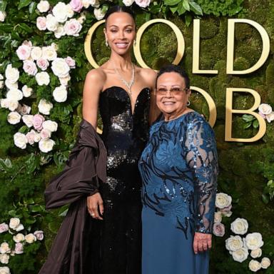 PHOTO: Zoe Saldana and Asalia Nazario attend the 82nd Annual Golden Globe Awards, Jan. 5, 2025, in Beverly Hills, Calif.