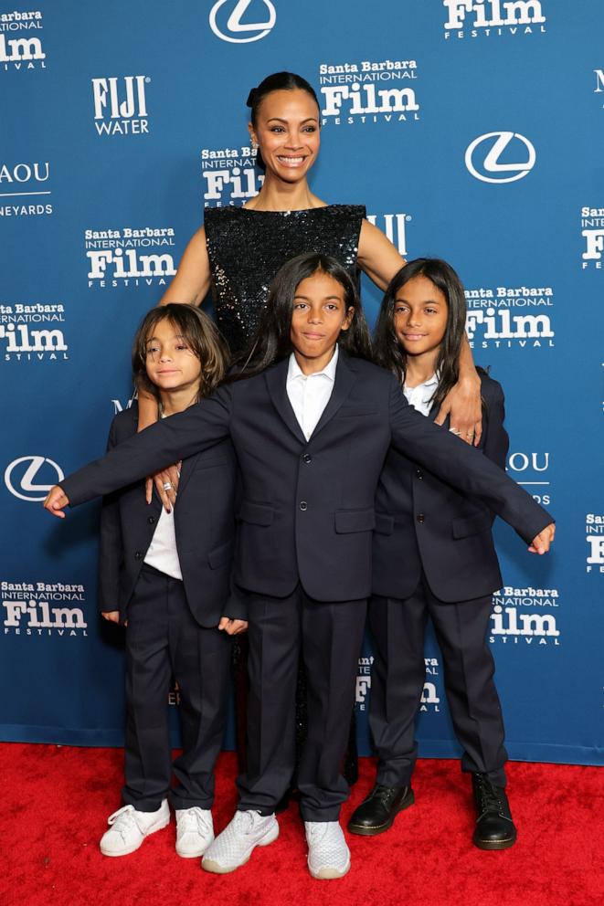 PHOTO: Zoe Saldana and her children attend the 40th Annual Santa Barbara International Film Festival: American Riviera Award Honoring Zoe Saldana at The Arlington Theatre, Feb. 12, 2025 in Santa Barbara.