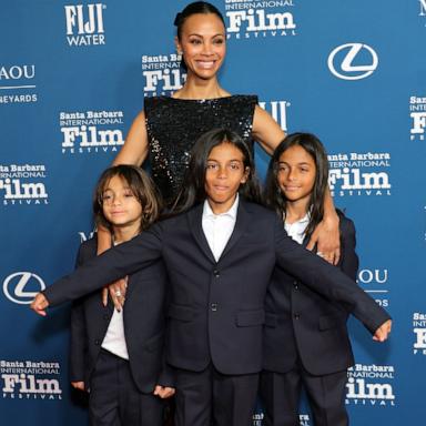 PHOTO: Zoe Saldana and her children attend the 40th Annual Santa Barbara International Film Festival: American Riviera Award Honoring Zoe Saldana at The Arlington Theatre, Feb. 12, 2025 in Santa Barbara.