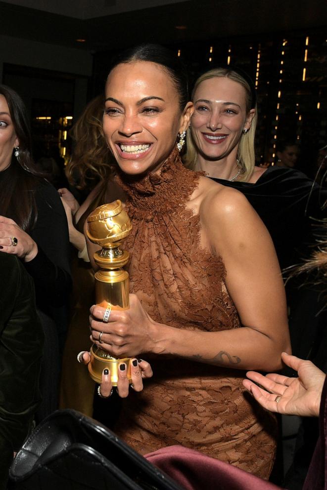 PHOTO: Zoe Saldana attends Netflix's Golden Globe Afterparty 2025 at Spago in Beverly Hills, Calif., Jan. 05, 2025.