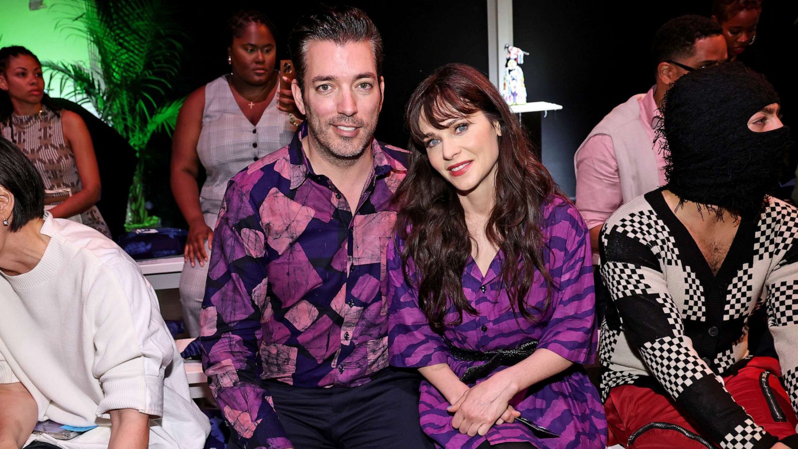 PHOTO: Jonathan Scott and Zooey Deschanel attend the Studio 189 Spring Summer 2024 Collection Fashion Show during New York Fashion Week - September 2023: The Shows at Spring Studios on Sept. 10, 2023 in New York City.